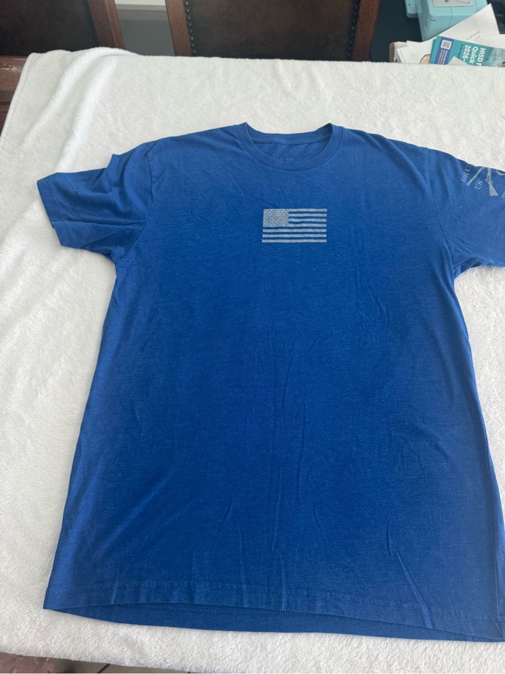 Grunt Style Royal Blue Short Sleeve Tee with Flag Graphic